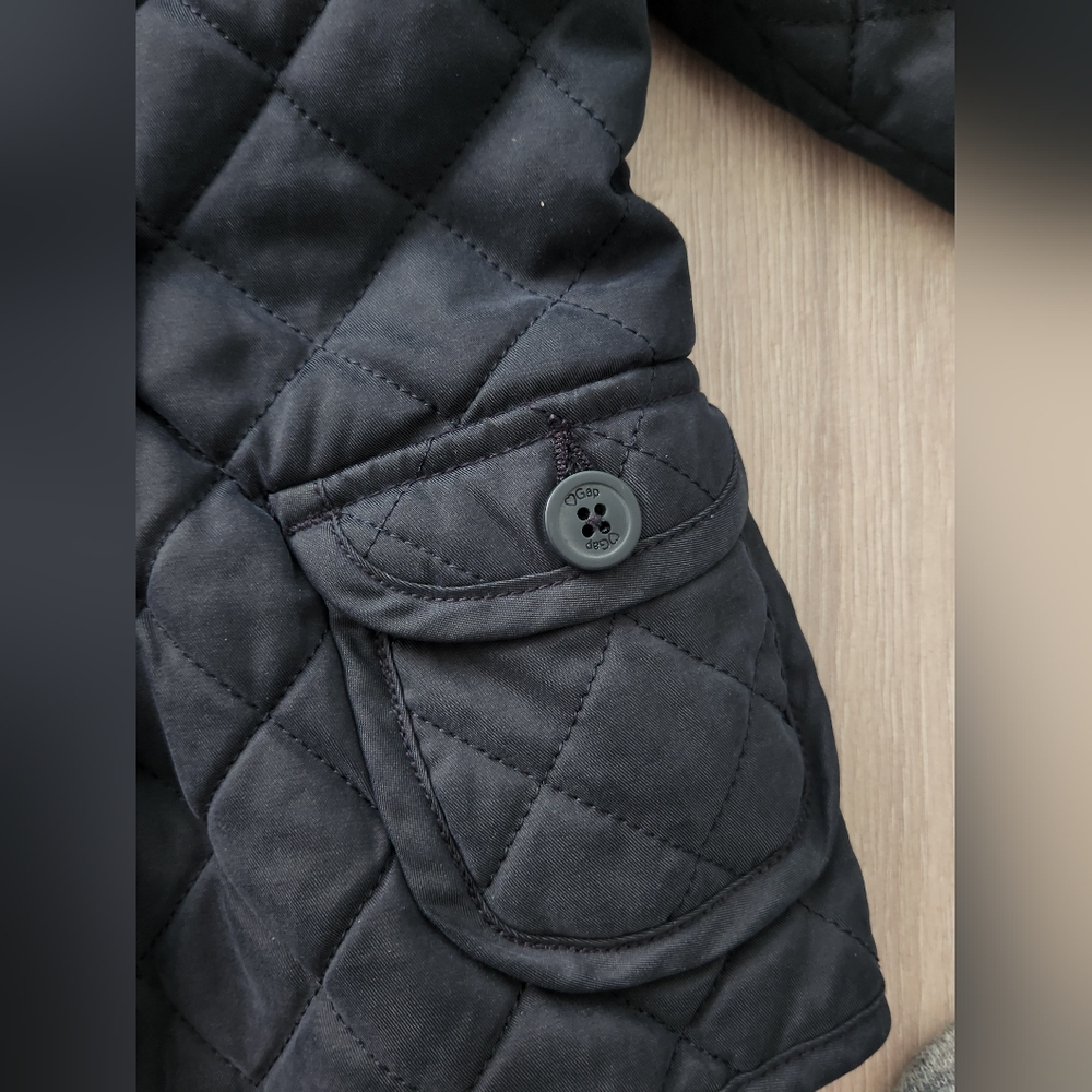 GAP Navy Quilted Hooded Kids Coat - Picture 6 of 7